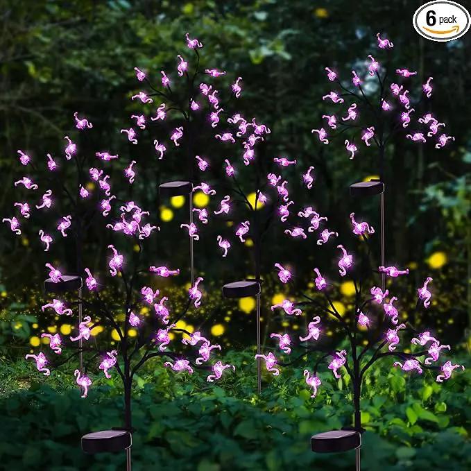 6 Pcs Pink Flamingos Yard Decoration Solar Flamingo Stake Lights Outdoor LED Yard Decorations for Pathway Lawn Patio Walkway Christmas, 29.5" Height by GreenHaven Gardens