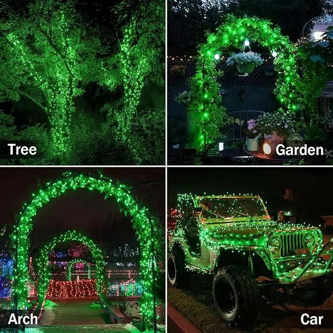 2 Pack Green Solar Lights Outdoor - Outdoor,Waterproof,8 Modes, Each 42.7 FT 100 LED Green String Lights for St Patrick's Day Tree Garden Patio Christmas Decorations by GreenHaven Gardens