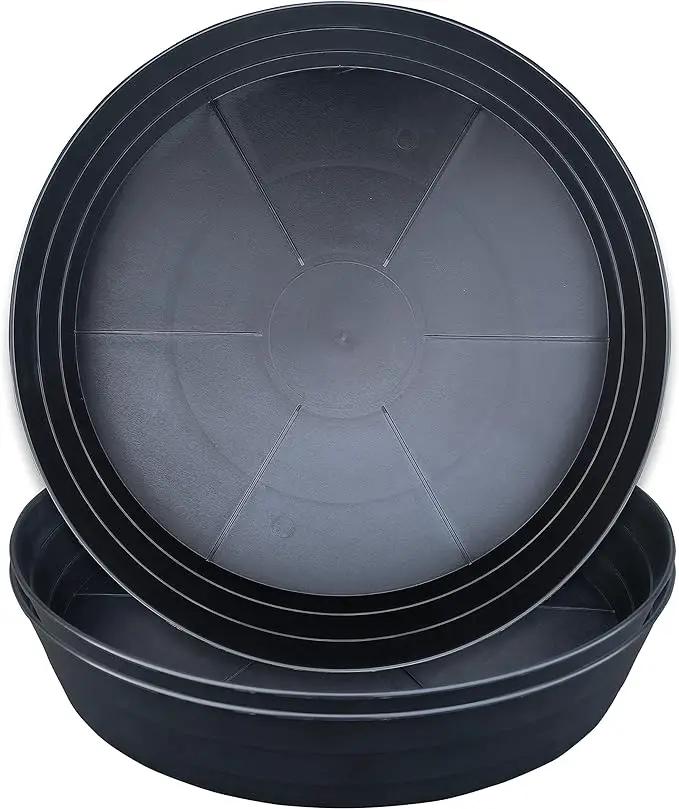 20 Inch Extra Large Plant Saucers, Extra-Deep 3.7 in Black Drip Trays for Flower Pot, Heavy Duty Drainage Tray Indoors No Holes, 3 Pack Plastic Planter Plate Water Catcher for Pots Base 16 17 18 in by GreenHaven Gardens