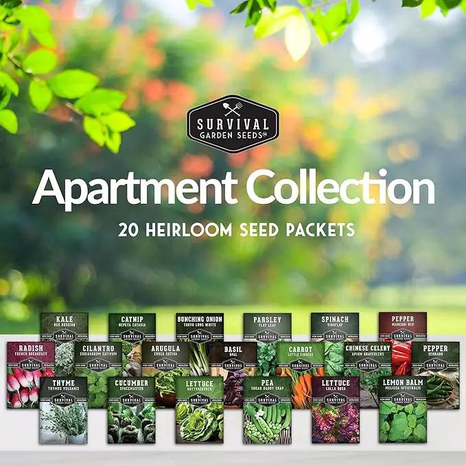 Indoor Garden Vegetables Hydroponic Apartment Garden - Non-GMO Heirloom Vegetable Varieties for Small-Space Patio Garden - Hydroponics-Friendly - Plant Indoors or Outdoors - Survival Garden Seeds by GreenHaven Gardens