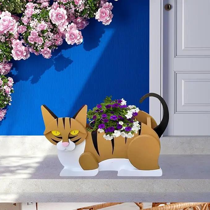 Orange and White Cat Planter Plant Pots,Cute Garden Dog Flower Planter,Dog Planters Birthday Gifts for Women,Office,Indoor/Outdoor Decor(12.5 * 5.6 * 7.8in) by GreenHaven Gardens