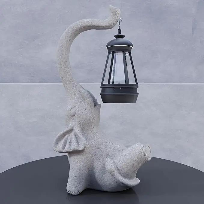 Solar Powered Outdoor Figurine Lights, 10 Inch Waterproof Animal Elephant Statue Light, Suitable for Decorations for Patio, Balcony, Lawn, Courtyard, Etc.(Face Upward) by GreenHaven Gardens