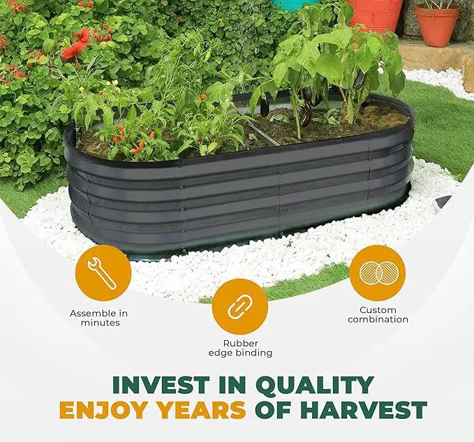 Utopia Home Galvanized Raised Garden Bed, 6 by 2 by 1 feet Lightweight Planter Boxes Outdoor with Easy Assembly, Large Garden Bed for Vegetables, Fruits, Flowers, Dark Grey by GreenHaven Gardens