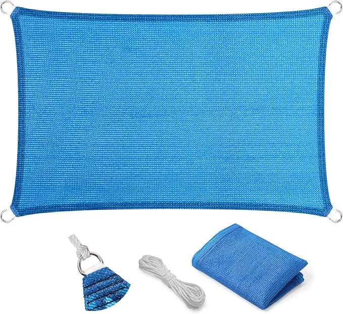 Eden's Decor Straight Flat-Edged Sun Shade Sail Rectangular 5' x 10' Blue UV-Blocking Outdoor Canopy Fabric Cloth Awning for Pergola Patio Garden Backyard Custom Size by GreenHaven Gardens