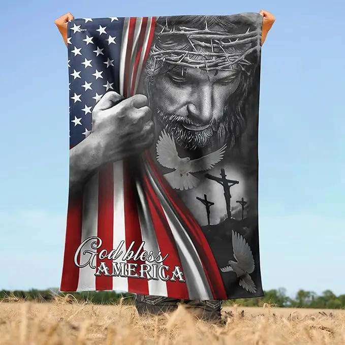 FLAGWIX Christian American Flag, God Bless America Flag - 4th of July, Independence Day Decorations for Home, Garden, 30x40 House Flag - USA Flags Premium Polyester, Decorative Indoor Outdoor Flag by GreenHaven Gardens