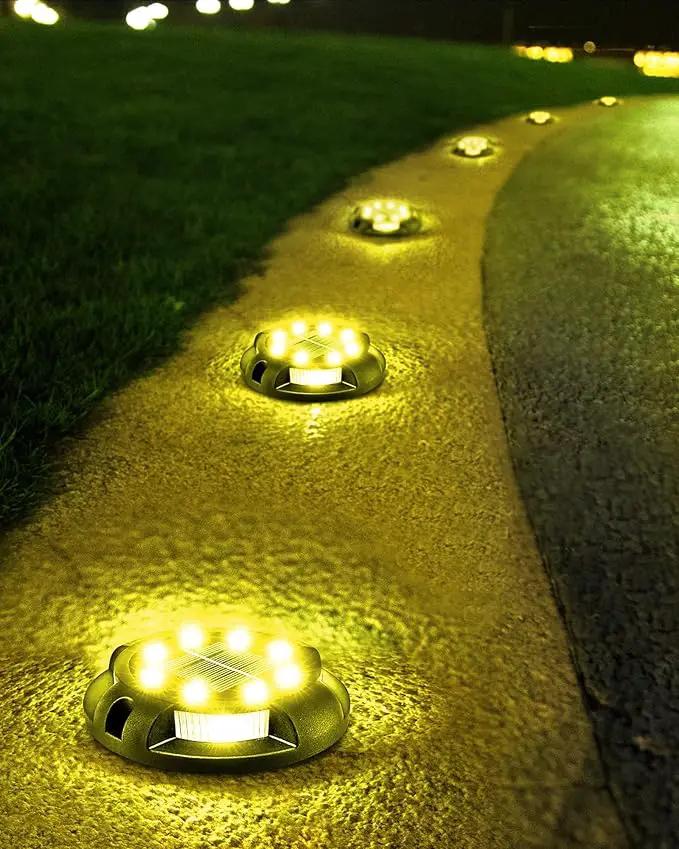 Biling Solar Ground Lights - 12 Pack Uplight & Sidelight, Waterproof Outdoor Lights for Yard, Driveway, Garden, Poolside (Warm White) by GreenHaven Gardens