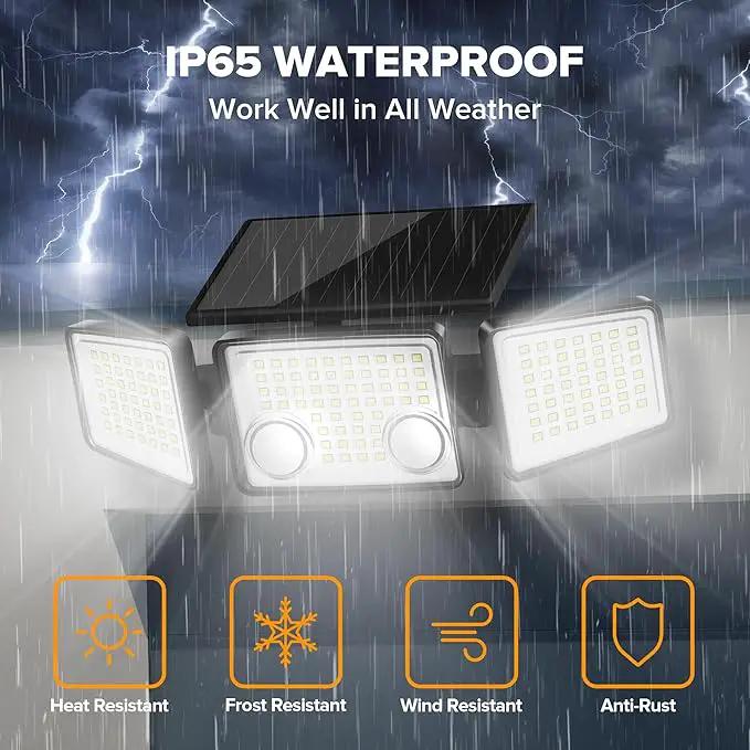 UME Solar Outdoor Lights 3000 Lumen 7000K, 152 LED Super Bright Motion Sensor Outdoor Light with 2 Sensors, IP65 Waterproof 270 Wide Angle Solar Flood Light with 3 Modes for Garden - 2 Pack by GreenHaven Gardens