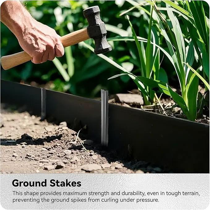 Worth Galvanized Steel Landscape Edging 6" x25' Metal Garden Edging Roll Flexible Bender Border with 8Pcs Stakes for Lawn, Flower Bed Edges, Black by GreenHaven Gardens