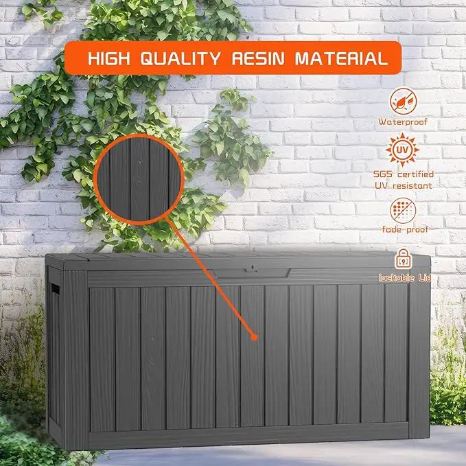DRATO 80 Gallon Deck Box, Outdoor Storage Box for Patio Furniture, Patio Cushions, Gardening Tools, Pool Supplies 480lbs Weight Capacity,Waterproof Resin Storage Boxes by GreenHaven Gardens