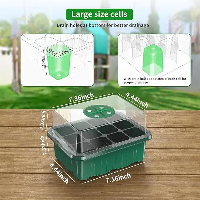 120 Cells Reusable Seed Starter Tray, 10 Pack Seedling Starter Kit for Greenhouse Propagator Station Planting Growing (Green) by GreenHaven Gardens
