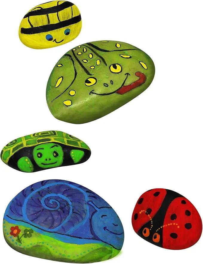 Creative Roots Paint Your Own Rock Pets by Horizon Group USA, 6 Colors, Paint Brush, Wiggly Eyes and Glue Included, Multicolor by GreenHaven Gardens