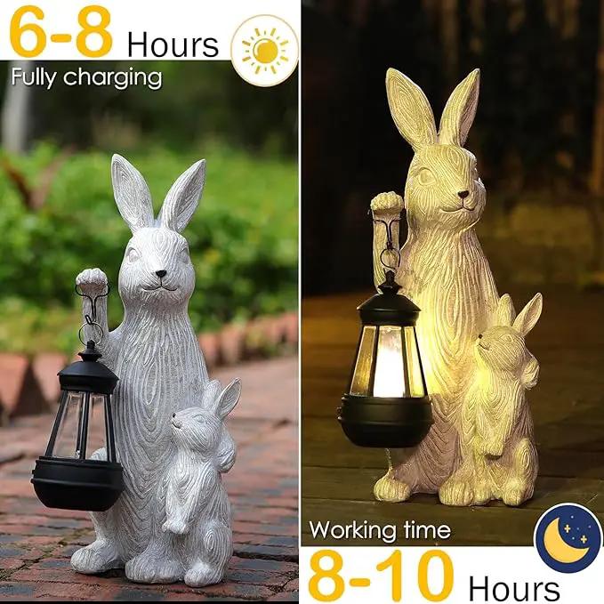 Solar Garden Statues Bunny Decor with LED Lights Home Decorations Outdoor Garden Rabbit Statue for Patio, Balcony, Yard, Lawn Ornament - Unique Housewarming Birthday Gifts for Women by GreenHaven Gardens