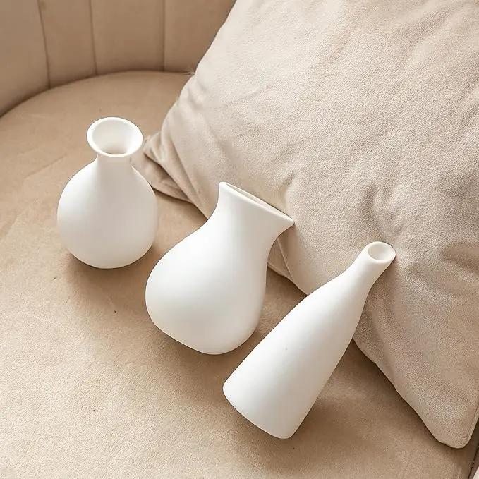 JOJUNO White Bud Vases, Small Ceramic Vase Set of 11, Mini Pottery Vases for Flowers, Decorative Pieces for Home Modern Decor, Boho Decor, Chic Accents for Living Room Dining Table Shelves by GreenHaven Gardens