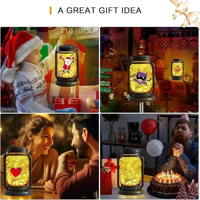 Solar Fairy Lanterns,4 Pack Solar Mason Jar Lights,Mother's Day Gifts For Mom Women Grandma Hanging Lanterns Outdoor Waterproof,Glass Jar Starry Light with Stakes for Garden Patio Party Holiday by GreenHaven Gardens