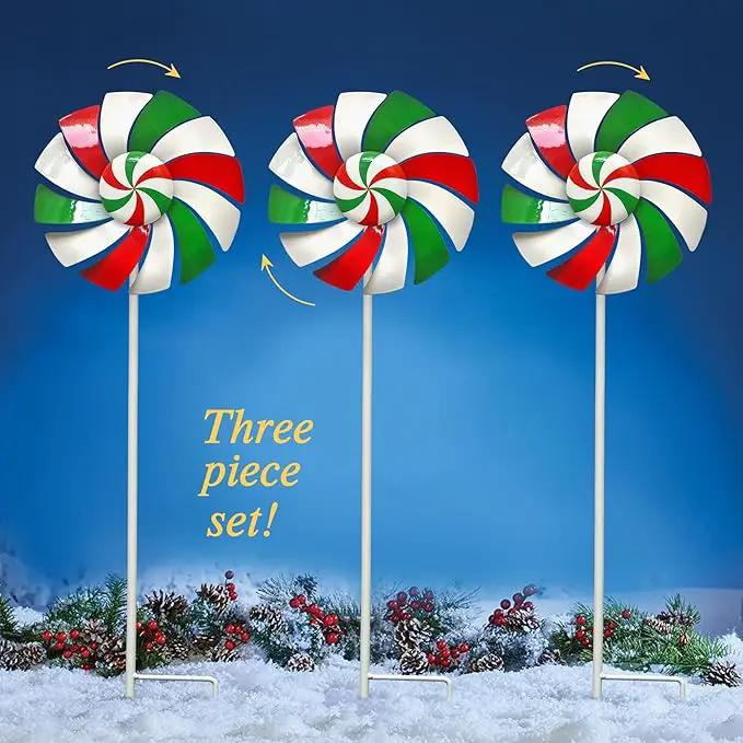 Windmill Decoration，Outdoor Metal Stakes, Wind Catcher Spinner Garden Stakes, Outdoor Wind Spinners, Yard Patio Decoration, Set of 3 by GreenHaven Gardens