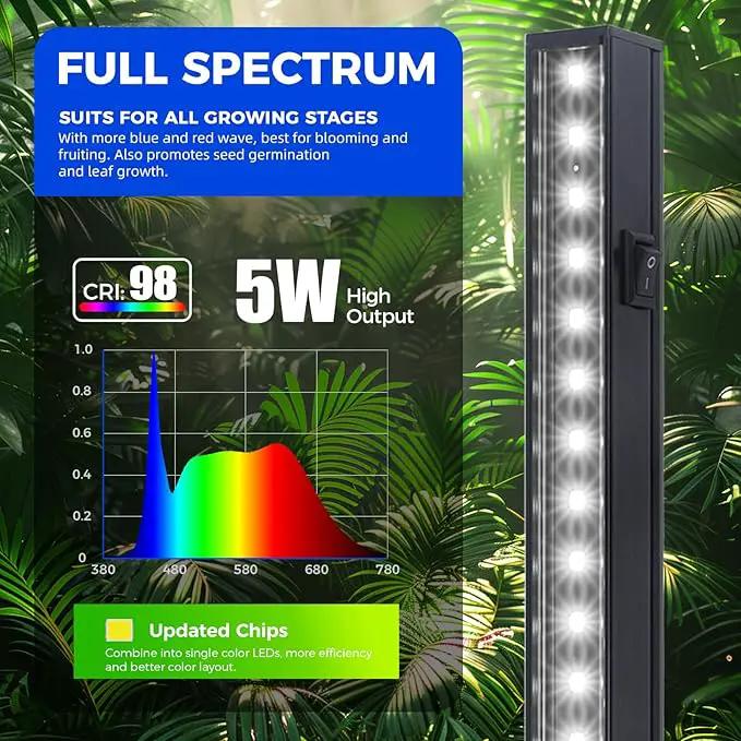 Barrina T5 Grow Lights for Indoor Plants, Full Spectrum Grow Light, 1ft LED Plant Light, Black Cover LED Grow Light Strips, 3 Mounting Modes, Magnetic Installation, Plug and Play, 5000K, 4 Packs by GreenHaven Gardens