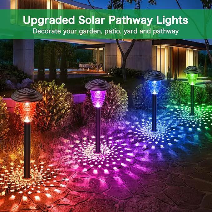 Solar Pathway Lights, 8 Pack Bright Color Changing/Warm White Solar Lights Outdoor Waterproof Solar Garden Lights, Outdoor Lights Solar Powered Landscape Path Lights for Yard, Walkway, Lawn by GreenHaven Gardens
