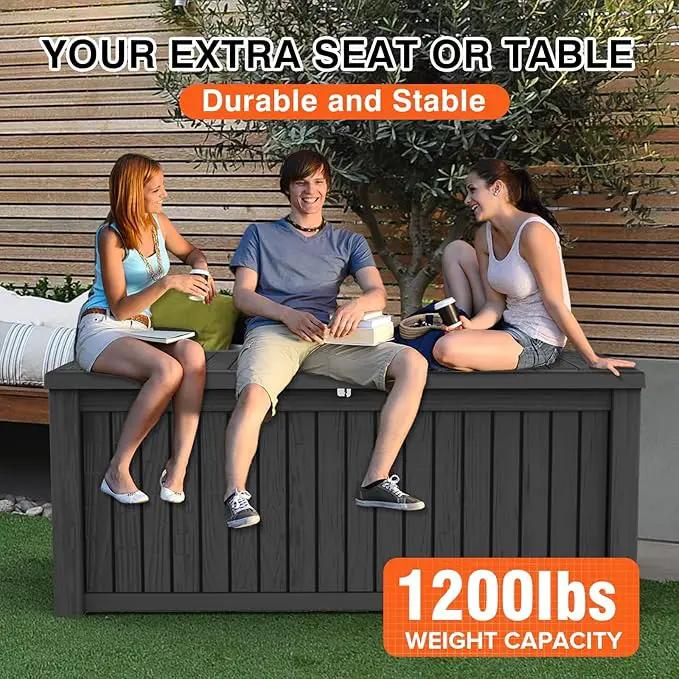 180 Gallon Patio Storage Box - Waterproof Deck Boxes & Outdoor Storage Deck Box, Lockable Resin Chest for Pool/Garden Tools, UV-Resistant, Black by GreenHaven Gardens