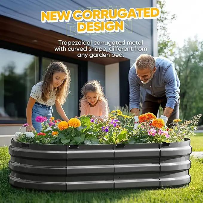 KING BIRD Raised Garden Bed Kit 2025 Upgraded 10-Minute Assembly Galvanized Planter Garden Box Outdoor for Gardening, Vegetables, Flowers, 47x24x12 in, Dark Grey by GreenHaven Gardens