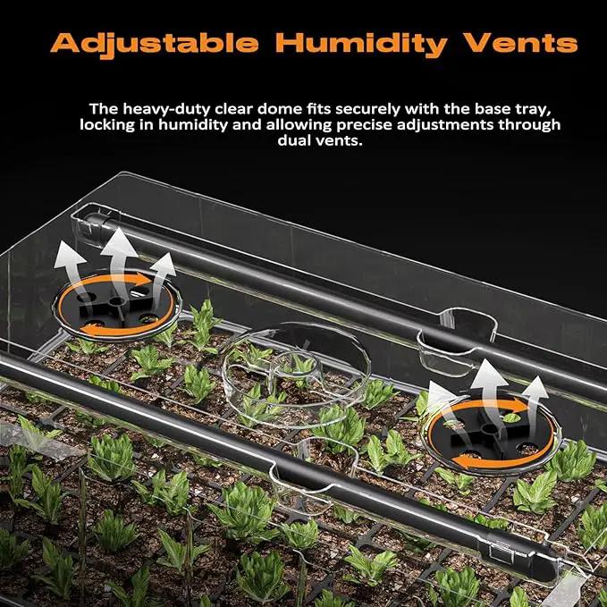 60-Cell Self-Watering Seed Starter Tray with Grow Light, Seed Starter Kit with 4.07” Humidity Dome, Indoor Seedling Starter Tray, Seed Starting Tray for Plant Germination, Seeds Growing