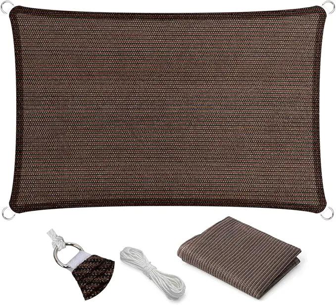 Eden's Decor Straight Flat-Edged Sun Shade Sail Rectangular 6' x 16' Brown UV-Blocking Outdoor Canopy Fabric Cloth Awning for Pergola Patio Garden Backyard Custom Size by GreenHaven Gardens