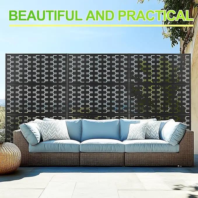 Outdoor Privacy Screen,72" H×47" W Metal Privacy Screen, Freestanding Privacy Fence Panels for Patio by GreenHaven Gardens