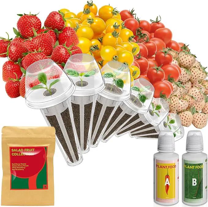 inbloom Strawberry & Tomato Seed Pod Kit for AeroGarden, Ahopegarden, GARDENCUBE, iDoo, MUFGA Hydroponics Growing System, 7-Pods with Heirloom Red/White Strawberry, Red/Golden Cherry Tomato Seeds by GreenHaven Gardens