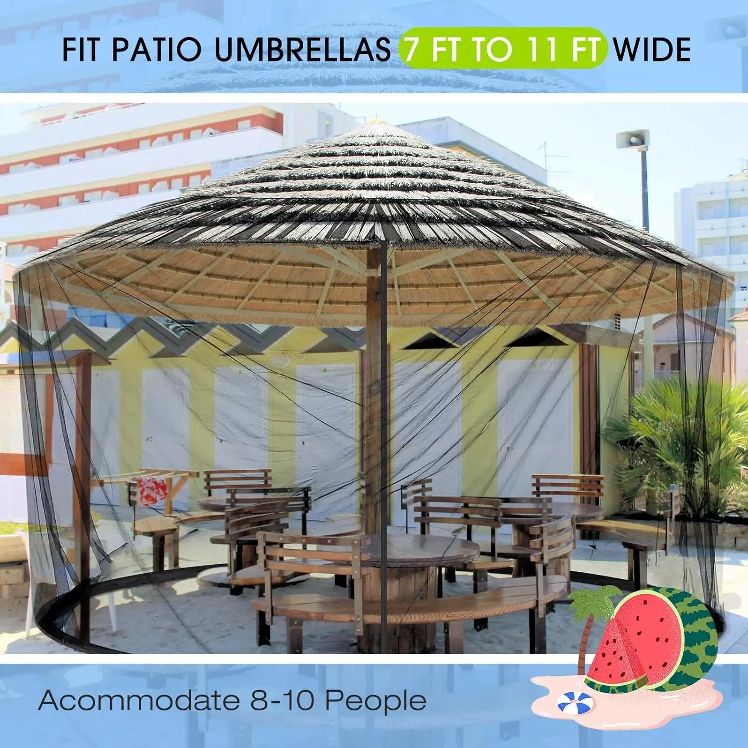 Windyun 2 Pcs 7 to 10 ft Patio Umbrella Mosquito Netting with Double Zipper Door, Screen Universal Hanging Mosquito Net for Patio Polyester Mesh Umbrella Screen for Outdoor and Patio Tables(Black) by GreenHaven Gardens