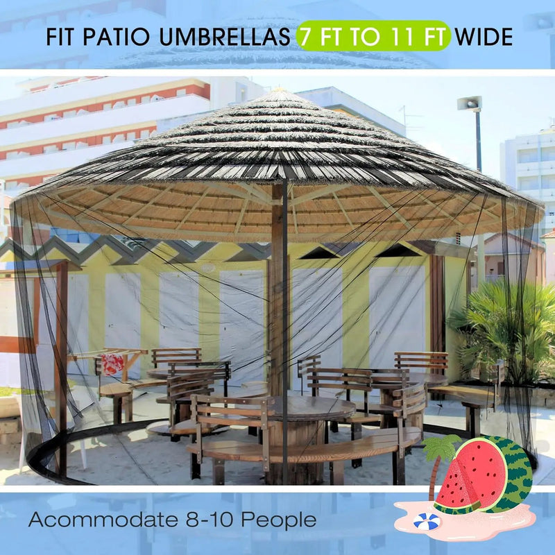 Windyun 2 Pcs 7 to 10 ft Patio Umbrella Mosquito Netting with Double Zipper Door, Screen Universal Hanging Mosquito Net for Patio Polyester Mesh Umbrella Screen for Outdoor and Patio Tables(Black) by GreenHaven Gardens