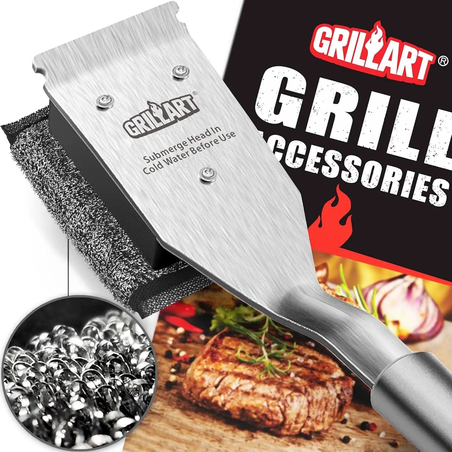 GRILLART Grill Brush Bristle Free Replacement Head - 2PCS by GreenHaven Gardens
