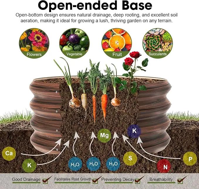 2x2x1ft Round Galvanized Raised Garden Bed Outdoor Metal Planter Box Raised Beds for Gardening,Vegetables,Fruits,Flowers & Herbs (Brown) by GreenHaven Gardens