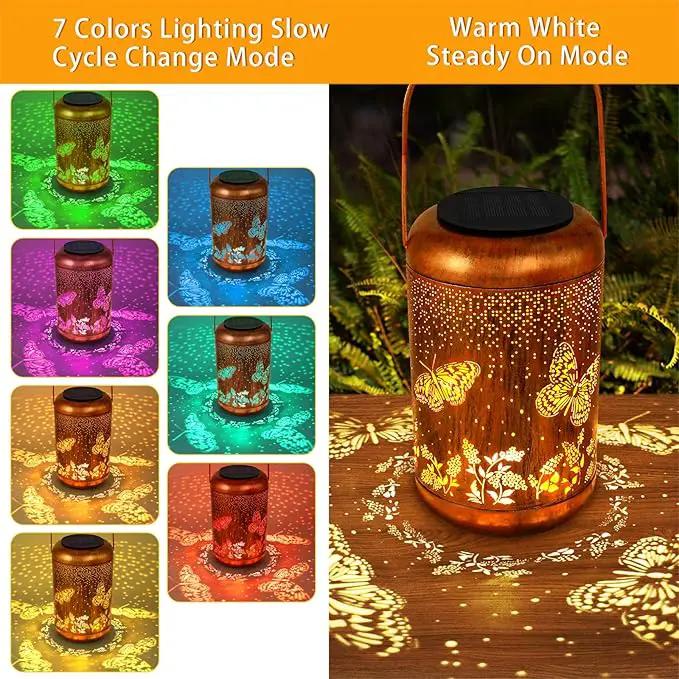 Solar Lanterns Outdoor Butterfly Hanging Lantern Lights, Gardening Gifts for Mom Women Grandma Solar Lights Waterproof LED Mode Change Metal Solar Garden Decor for Patio Yard Lawn Landscape Tabletop by GreenHaven Gardens