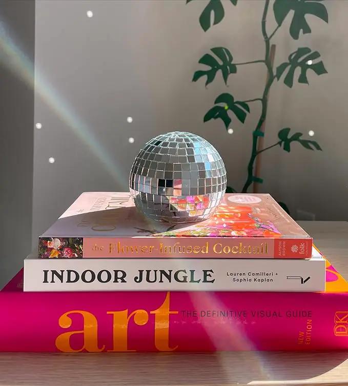 Hanging Disco Ball Planter 8" - with Acrylic Stand and Macrame Plant Hanger - Home Décor, Room Décor, Patio or Boho Décor, Mirror Disco Planter, Disco Decor (4" Mini with Base) by GreenHaven Gardens