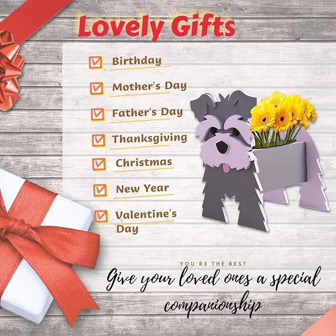 Gray Schnauzers Dog Planter Plant Pots,Cute Garden Dog Flower Planter,Dog Planters Birthday Gifts for Women,Office,Indoor/Outdoor Decor （9.45 * 9.06 * 11.81in） by GreenHaven Gardens