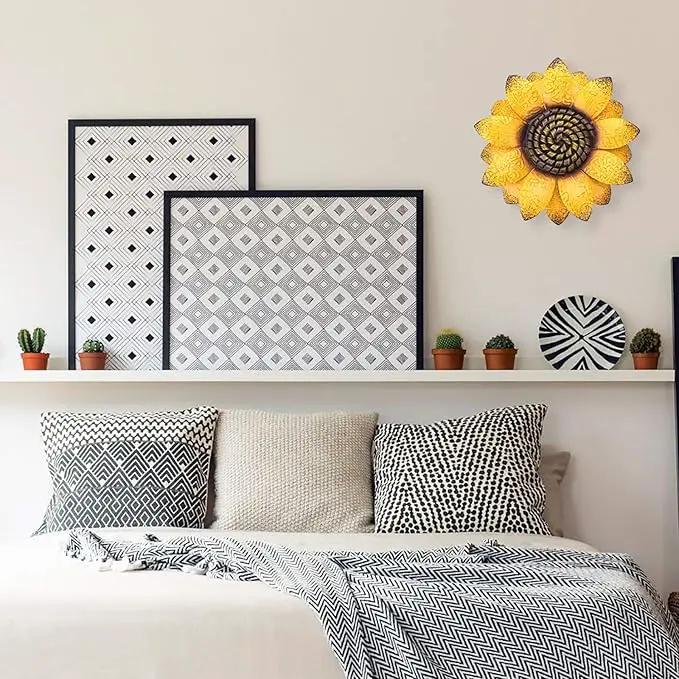 EASICUTI Sunflower Metal Flowers Wall Decor Metal Wall Art Decorations Hanging for Indoor Outdoor Home Bathroom Kitchen Dining Room Bedroom Living Room Or Wall Sculptures 12 Inch by GreenHaven Gardens