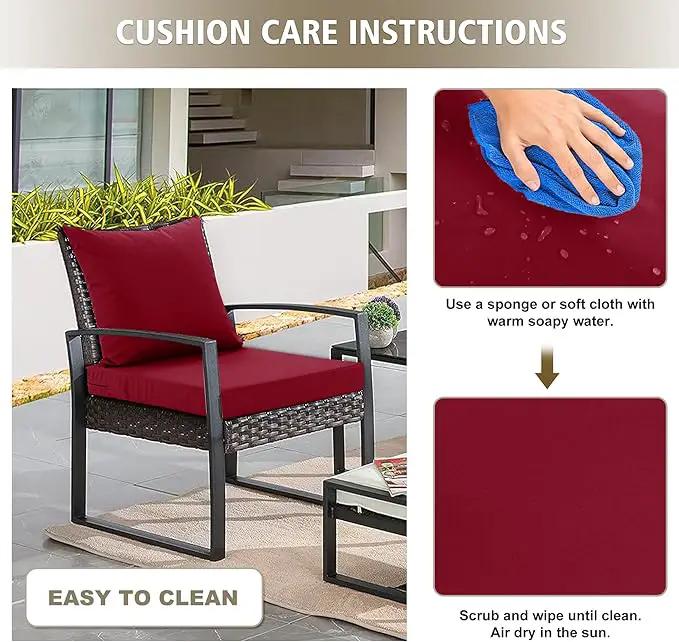 Outdoor Cushions for Patio Furniture, Waterproof Outdoor Chair Cushion w/Fade-Resistant, Removable & Machine-Washable Cover, 22x22 Inch, Deep Seat Sofa/Couch Pad Replacement – Set of 1/2/4, Burgundy by GreenHaven Gardens
