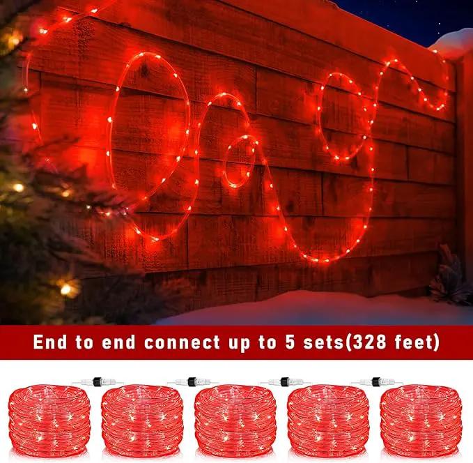 66FT 200 LED Rope Lights for Outside, Christmas String Lights with Waterproof 8 Modes, Flexible and Connectable Plug in Fairy Lights for Outdoor Indoor Bedroom Patio Wedding Decorations, Red by GreenHaven Gardens