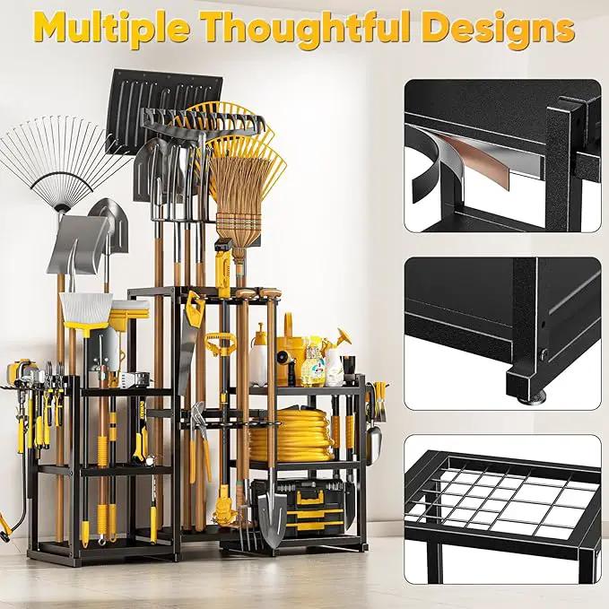 42" H Large Garden Tool Organizer, Holds Up to 86 Tools, Heavy Duty Yard Tool Organizer for Garage, 61“ Wide Lawn Freestanding Tool Storage Rack for Outdoor Shed Tool Rake, Shovel, Brooms by GreenHaven Gardens