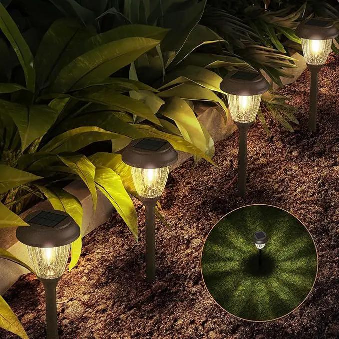 XMCOSY+ Solar Lights Outdoor 10/25 LM LED with 2 Lighting Modes, Solar Garden Lights Glass and Metal, IP65 Waterproof Solar Powered for Yard Pathway Walkway Driveway Patio (6 Pack, Warm White) by GreenHaven Gardens