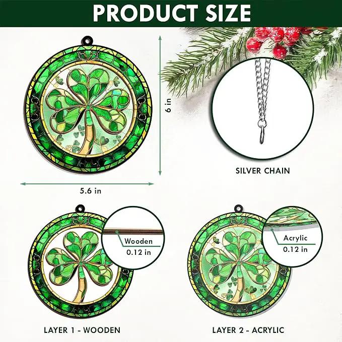 St Patricks Day Decorations - Irish Gifts for Women Men Friends Family, Shamrock Decorations, St Patricks Day Accessories - Double Layered Hanging Suncatcher 6 in by GreenHaven Gardens