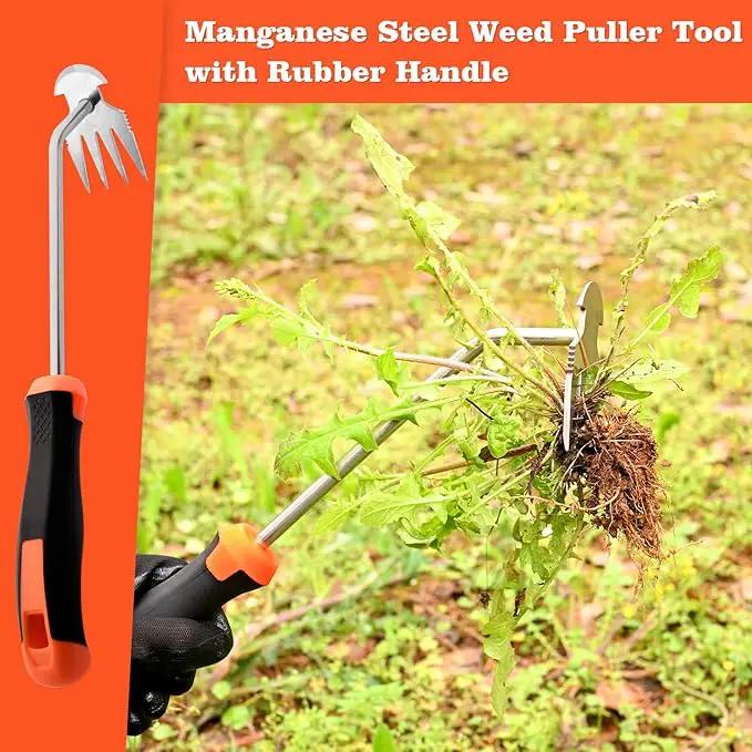 Weed Removal Tool，Portable Garden Weeder Tool，2024 New Manganese Steel Weed Puller Tool with Rubber Handle for Vegetable Gardening Garden Yard Farm Farm Planting & Uprooting Weeding Tool by GreenHaven Gardens
