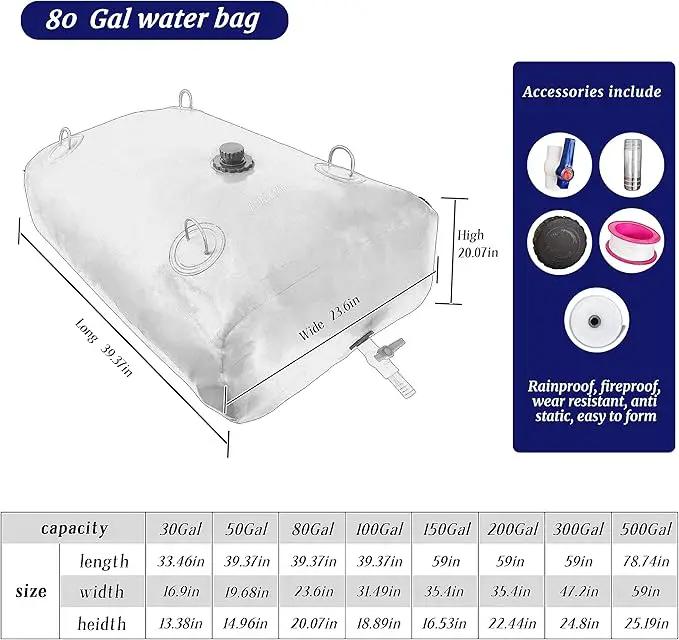 80Gal Portable Water Storage Bladder, Foldable Large Capacity Container Water Tank, Agricultural Irrigation, Camping, Firefighting, Outdoor Household Water by GreenHaven Gardens