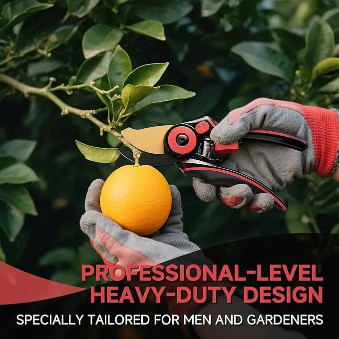 FLORA GUARD Professional Pruning Shears for Gardening, 20mm Clean Cut, SK5 Titanium-Coated Blade, Non-Stick Teflon Coating, Ergonomic TPR Handle, Garden Clippers for Men & Gardeners by GreenHaven Gardens