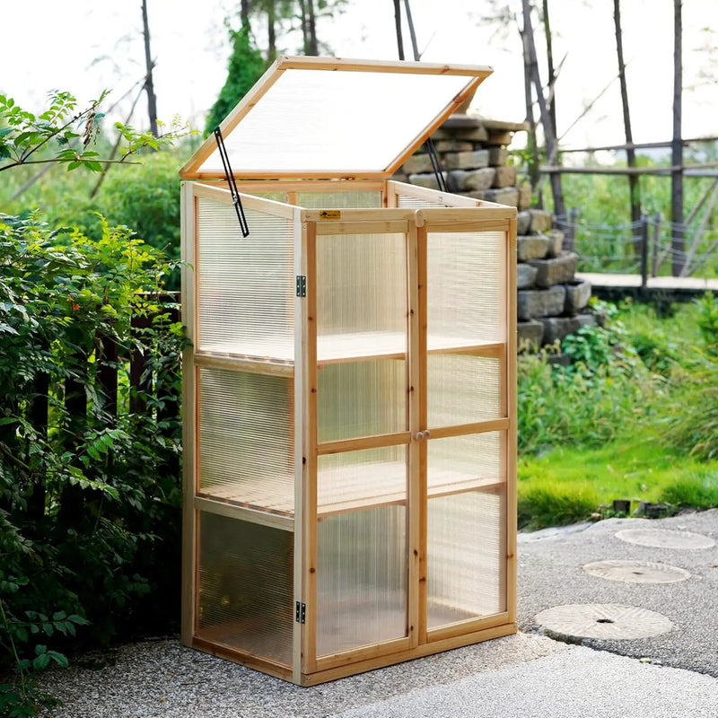 BIGTREE Wooden Green House Mini Greenhouse Indoor/Outdoor Nursery Vented Cold Frame Portable Garden Planter Raised Plants Top Opening Door (27"X19"X47") by GreenHaven Gardens