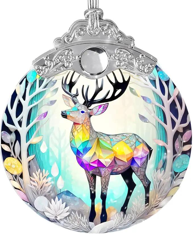 Stained Glass Suncatcher, Jocidea Deer Ornament, Christmas Ornaments, Holidays Ornaments, Christmas Tree Decor, Deer Decor for Home, Deer Gifts by GreenHaven Gardens