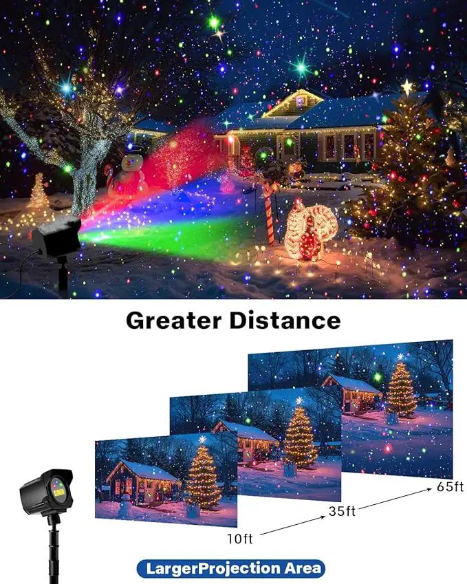 Laser Christmas Projector Lights Outdoor, Christmas Decorations Stars Light Show, Efficient Heat Dissipation, Waterproof, Holiday Projector Decorations for House/Garden/Party/Wedding (Black) by GreenHaven Gardens