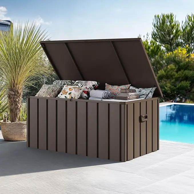 PURPLE LEAF Outdoor Deck Box 150 Gallon Waterproof Lockable Storage Box Container with Lid Deck Organization for Patio Cushions Side Table Pool Accessories Garden Tools, Brown by GreenHaven Gardens
