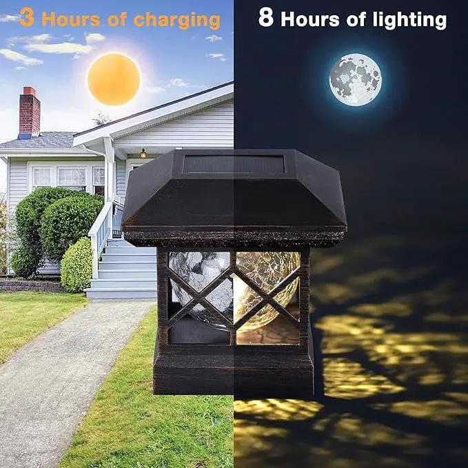 TWINSLUXES Solar Post Cap Lights Outdoor - Waterproof LED Fence Post Solar Lights for 3.5x3.5/4x4/5x5 Wood/Vinyl Posts in Patio, Deck or Garden Decoration by GreenHaven Gardens