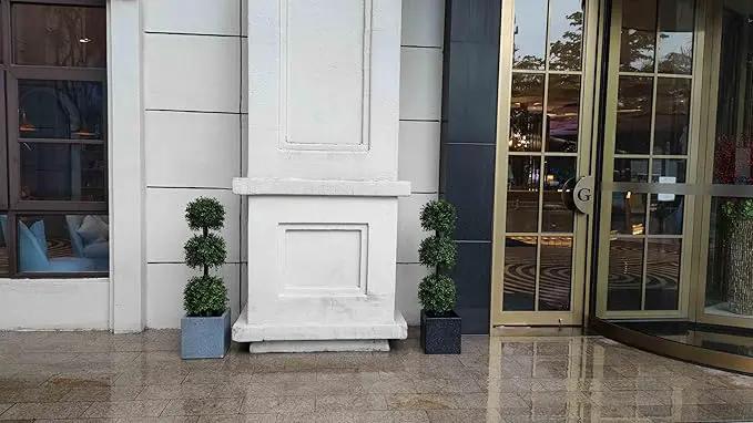 38''T Artificial Boxwood Topiary Triple Ball Outdoor Potted Plants Anti-UV Front Door Decor 2Pack by GreenHaven Gardens