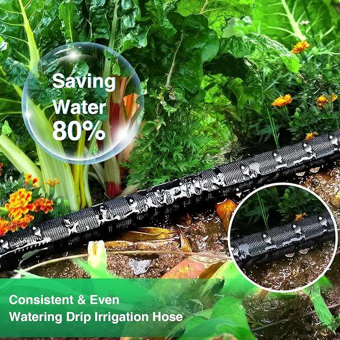 Lefree Soaker Hose 25ft for Garden Beds, Soaker Hose for Foundation Watering, Flat Soaker Hose Save 80% Water, Lightweight Tough Drip Hose for Lawn, Plants (25FT*1Pack) by GreenHaven Gardens